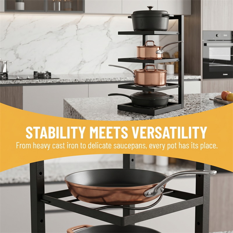Commercial Kitchen Shelving - Multi-Layer Adjustable Pot Rack Heavy-Duty Under