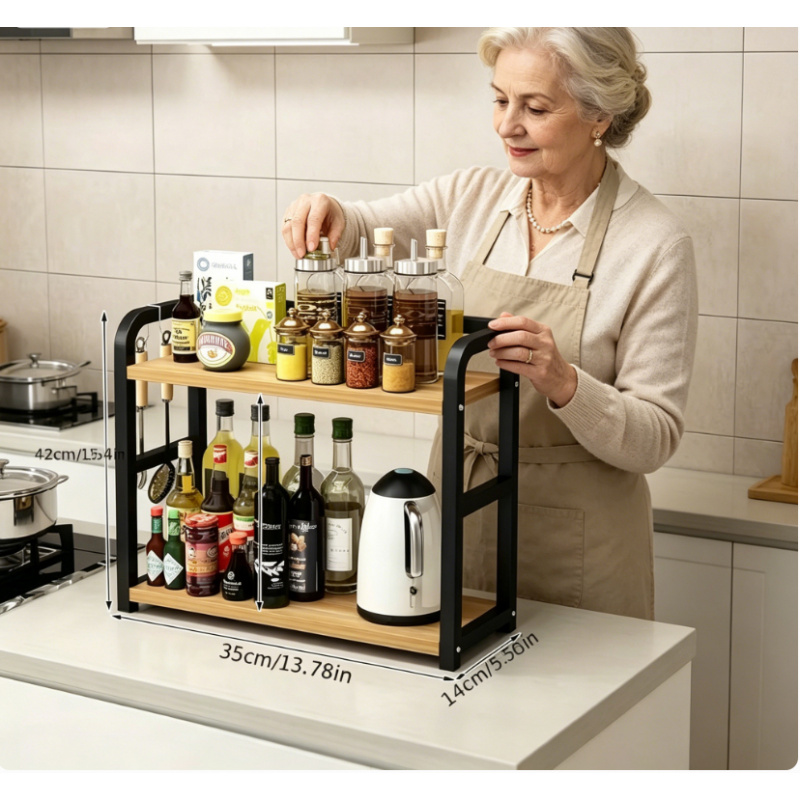 Commercial Kitchen Shelving - 2-Tier Metal Countertop Shelf - Space