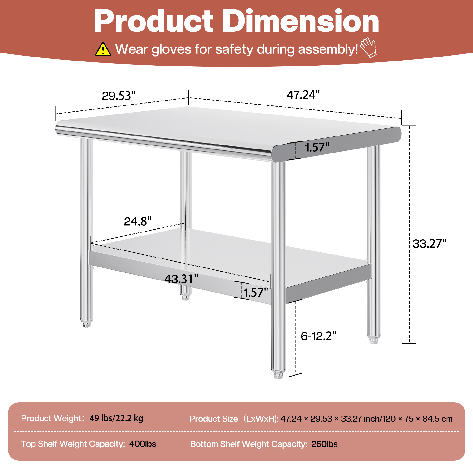 30×48–30×108 Inch Stainless St - Commercial Kitchen Tables recensie en prijs