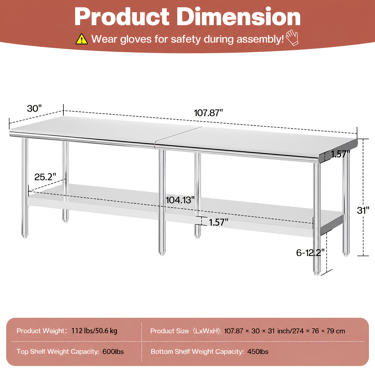 30×48–30×108 Inch Stainless St - Commercial Kitchen Tables recensie en prijs